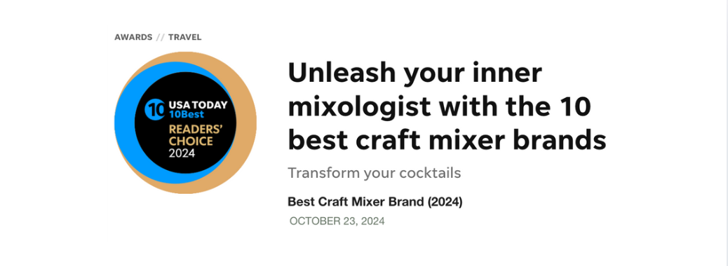 Blind Tiger #1 in USA Today 10Best Craft Cocktail Mixer