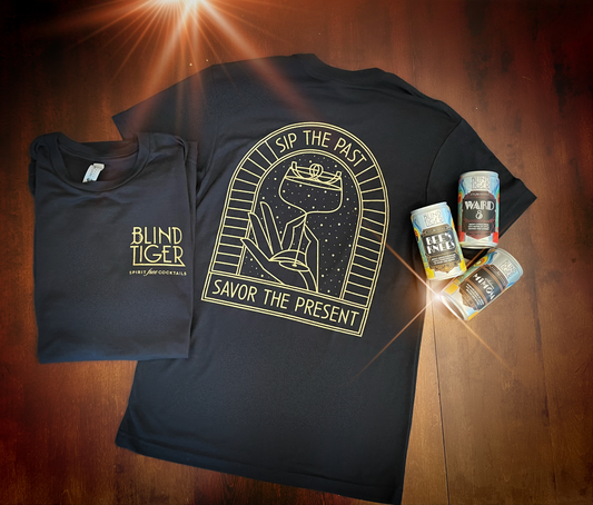 Blind Tiger's "Sip the Past, Savor the Present" T-Shirt